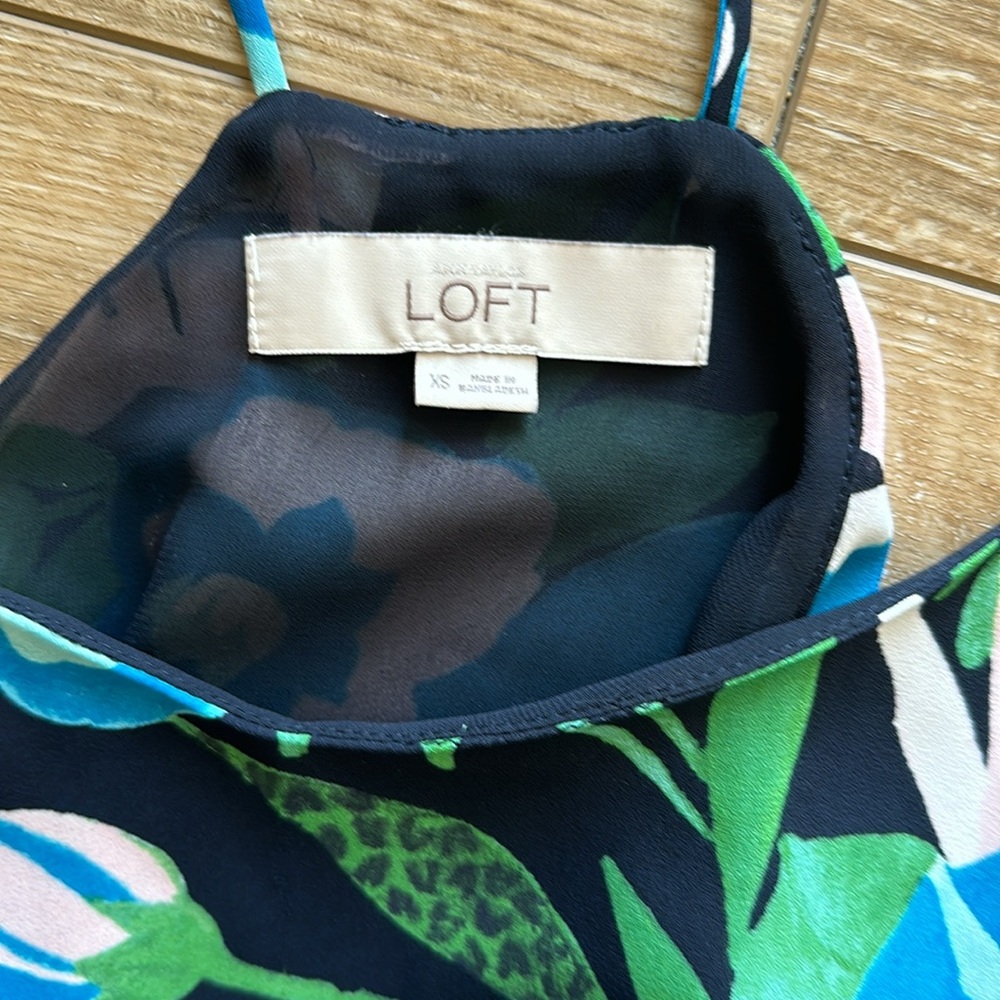 Loft Aqua, Green, Pink & Black Tank Top Blouse Size XS - Picture 2 of 6